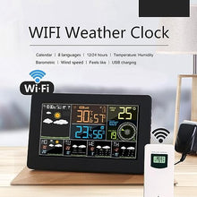 SHANBOYU WiFi Weather Station, Digital Alarm Wall Clock, Indoor Outdoor LCD Temperature, Humidity Meter with Sensor Frost, Weather Forecast for Offices, Classrooms, Home
