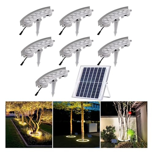 TETEOLALA Outdoor Lights, Led Solar Ground Lights, Low Voltage Landscape Up Lighting for Palms Tree, IP65 Weatherproof(Gold Light,Pack of 7)
