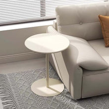 Round Coffee Table Modern Cocktail Pub Table for Small Space Breakfast Dining Area, Metal Frame Bar Tables for Living Room Dining Room Bedroom, Beige(White,A-60x60x104cm)