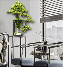 LSHAOBO Chinese Style Man-Made Yingbin Pine Bonsai 23-Inch Zen Micro-Landscape Decoration Porch TV Cabinet Home Decoration