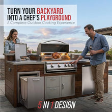 BLAZE BBQ Outdoor Gas Grill Package of 32” LTE Built-in Gas Grill, Dop-In Single Side Burner, 32” Door & Two Drawers Combo, Roll Out Double Trash Drawer, 20” Compact Refrigerator, and Accessories