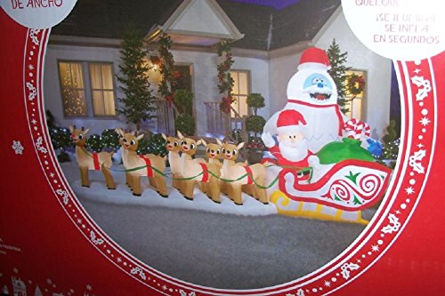 Christmas Colossal 16.5' Rudolph w/ Santa & Bumble In Sleigh Airblown Inflatable Holiday Yard Decoration