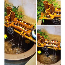 GenSDH Bamboo Feng Shui Water Fountain, Solar Zen Garden Water Fountain, Hidden Water Inlet, Garden Aquarium Waterscape for Indoor and Outdoor Use, 60Cm,70cm