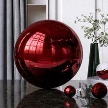 YDJIANCAI 1 Pcs Stainless Steel Gazing Globe Ball, Mirror Gazing Ball Polished Ornament Sphere, Hollow Floating Reflective Hemisphere, Home Outdoor Pond, Red(Size:18.89 in/48 cm)