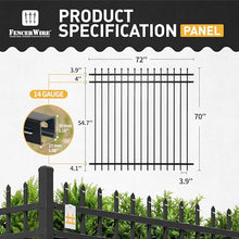 Fencer Wire 76FT Heavy Duty Pinnacle Fence Barrier Kit, Anti-Rust Metal Steel Fence with 6FT Height X 6FT Width Panels, with Decorative Gate, Posts, Connectors, Outdoor Fencing for Yard