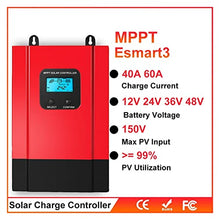 ROROLL Solar Charge Controller, 60A 40A MPPT Solar Controller 48V/36V/24V/12V Auto Back-Light LCD Max 150VDC Input Energy Saving WiFi RS485 Port(60A)