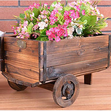 ZOCWJK Wooden Flower Display Stand Small Cart Plant Pot Holder for Desktop Balcony Antiseptic Solid Wood Construction,