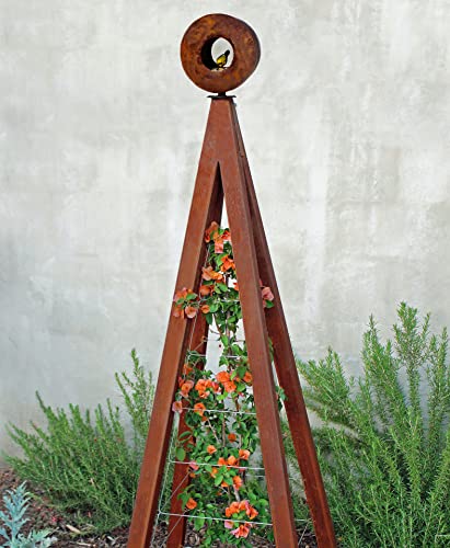 Modern Bird Feeder with Obelisk Trellis Regular (Oxide) - Terra Trellis