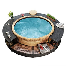 Black Poly Rattan Hot Tub Surround with Adjustable Height and Built-in Storage for Outdoor Privacy and Modern Style