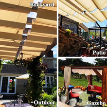 Asiwnshw Retractable Wave Shade Sails with LED Lights Strip & Mounting Kit, Outdoor Sun Shade Canopy Pergola Cover, Waterproof Sun Protection Patio Awning, Beige(5'x26')
