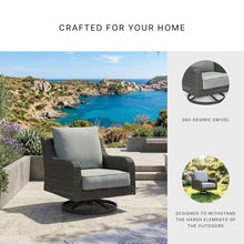 Signature Design by Ashley Elite Park Outdoor Lounge Chair, 360-Degree Swivel, Resin Wicker Over Aluminum Frame, Fade-Resistant Nuvella® Cushions, Gray