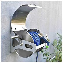 Stainless Steel Garden Hose Reel,Water Hose Holder & Storage Holds,Heavy Duty Metal Wall Mount Water Hose Storage Rack,Retractable Portable Hose Storage Rack with Cover,Load 100kg ( Rack+40m Hose)