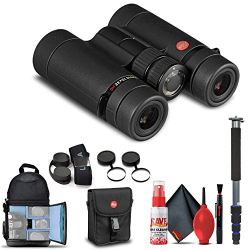 Leica 10x32 Ultravid HD-Plus Binoculars Set with Backpack, Monopod, Cleaning Kit, Cap Keepers & Neck Strap