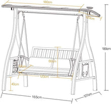 HAOKAZLBR Large Outdoor Porch Swing Garden Patio Swing Chair Porch Swing with Stand Outside Furniture Swing Chair, Waterproof Solar Power Supply Thickening Cushion Terrace Rocking Chair