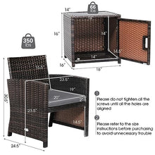 DUYHBAWRS 3PCS Patio Wicker Furniture Set Storage Table W/Protect Cover Gray