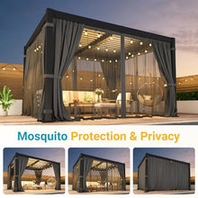 10' x 12' Pergola with Curtain & Adjustable Roof & Aluminum Frame for Patio