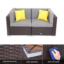 DUYHBAWRS 2 Pieces Patio PE Wicker Rattan Corner Sofa Set Furniture for Garden and Outdoors