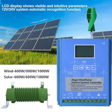 forplubossmmp Wind Solar Charge Controller, LCD Energy Charge Controller with Dump Load 1000w Wind Turbine Generator 1000W Solar Panel 12V 24V Auto Regulator, Renewable Energy Controllers,800W