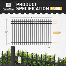 Fencer Wire Pack of 5 Heavy Duty Pinnacle Fence Barrier Panel, 5FT Height X 8FT Width Anti-Rust Metal Fencing Panel, 2” Diameter Steel Outdoor Decorative Garden Fence Panel