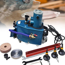 Electric Glass Grinding Edging Machine, 800w Portable Small Glass Edger, Speed 8000r/Min, Variable Speed, Grinding Speed：1-3 M/Min, With 8 Diamond Wheels & 2 Polishing Wheels for Stone Tile Blue