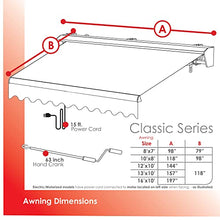 ADVANING Classic Series 12'X10' Electric Retractable Awning, 100% Acrylic UV+ Sun Shade Canopy, Golden Yellow & Gray Stripes, EA1210-A225H