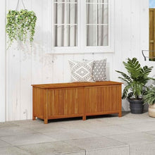 SKTQYQO Solid Acacia Wood Patio Storage Box 59.1"x19.7"x22.8" with Waterproof Bag, Gas-Lift Lid, Bench and Side Table for Garden Cushions, Toys, Tools