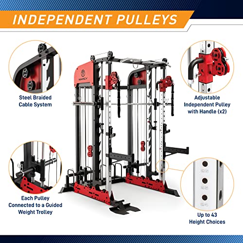 MARCY Pro Deluxe Smith Cage Home Gym System for Weight Training SM-7553 Multi