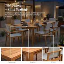 POVL Outdoor Menlo 7-Piece Teak Patio Dining Set for 6 — 95" Rectangular Grade A Teak Table, 2 Armchairs & 4 Side Chairs — Modern Patio Furniture for Deck, Backyard & Poolside