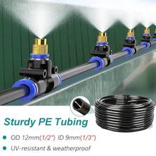 Watering System Misting Line System for Cooling for Garden, Greenhouse, Lawn, Adjustable Water Flow, Quick Connect and Pull Out ﻿(100m/328ft)
