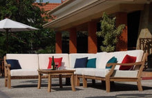 TeakStation Giva Grade-A Teak Wood 5pc Sectional Sofa Set :2 Sofas (Left & Right), 1 Lounge Armless Chair, 1 Corner Piece & Coffee Table:Furniture Only #TSSSSGV