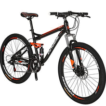 EUROBIKE Full Suspension Mountain Bike 21 Speed Bicycle 27.5" Men's Disc Brakes Orange