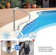Pool Handrail Handle Grab Rails Swimming Stainless Steel Pool Hand Rail for Inground Swimming Pools | 31.5"x31.5" Swimming Pool Railing with Quick Mount Base