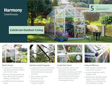 Palram - Canopia Harmony 6 x 8 ft. DIY Greenhouse Kit, Silver Frame Clear Panel Polycarbonate Greenhouse with Roof Vent, Walk-in Green House for Outside Garden Backyard