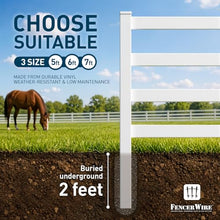 Fencer Wire 2-Rail Vinyl Ranch Fence Kit, 3ft H x 48ft W, White PVC Fence System with 5ft Posts & 8ft Rails, UV-Resistant, Easy Installation, Durable Outdoor Fencing for Ranch, Yard & Farm