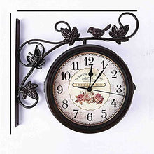 ERTTGWGF Vintage Outdoor Hanging Clock, Double Sided Metal Iron Frame Glass, Station Mute on Time Hanging Clocks Decor, for Home Living