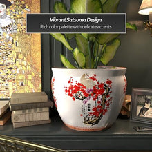 Red Lantern Large 20" Porcelain Fishbowl Cherry Blossom Planter