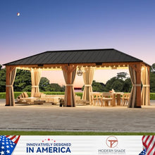 Modern Shade Permanent Wood Gazebo 12x24 with Galvanized Steel Roof