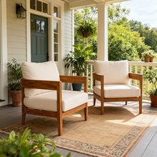 Merax Set of 2 Outdoor Acacia Wood Frame 2pcs Chairs with Cushions for Patio,Garden