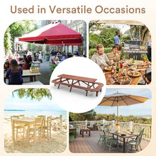 Zevemomo 14-16 Person Wood Picnic Table, Rectangular Top with Umbrella Hole