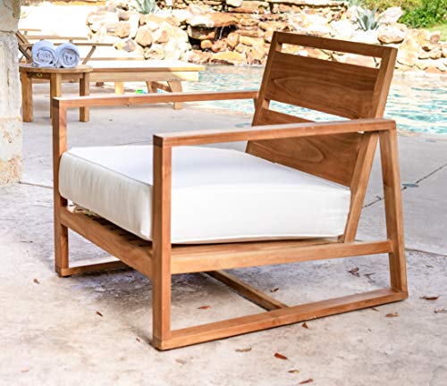 Alveare Home Santorini Cove Outdoor Teak Chair with Cushion Natural