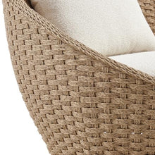 Kobalt Natural Metal Outdoor Swivel Lounge Chair with Boucle White Cushions
