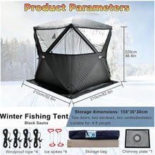 VUNHEX Portable Home Sauna Tent for 3-5 People, 3-Layer Insulated Outdoor Sauna Tent with Smoke Vent & Chimney Flap, Heavy Duty 210d Oxford Fabric for Outdoor Camping & Snow Fish-Ing(D)