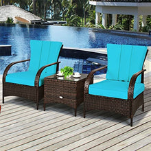 3 PCS Patio Rattan Furniture Set Coffee Table & 2 Rattan Chair with Cushions Comfortable and Breathable (Color : Black) (E)