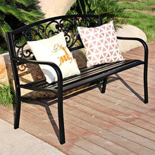 Vzhrvd Metal Benche, Park Bench, Patio Bench with Backrest and Armrests Metal Garden Bench for Park, Yard, Front Porch, Path, Lawn Decor