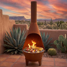 Sunnydaze Large Chiminea Outdoor Fireplace with Grill Grate, Rustic, 58"
