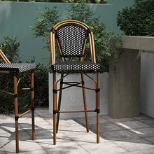 EMMA + OLIVER Black/White PE Rattan Bistro Bar Stool, 2-Pack
