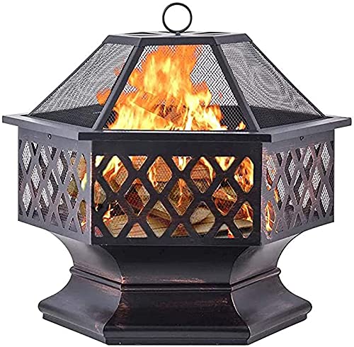 Outdoor Fire Pit Wood Burning Fireplace Patio Backyard Heater Steel Firepit Bowl Heavy Steel 24", H