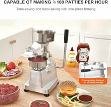 QYDZSHOP Hamburger Forming Machine Maker Manual Press Machine, Grill Burger Press Tool,4/5/6inch, Heavy-Gauge Stainless Steel,with Hamburger Paper Pack (500 Sheets) Perfect for Kitchen Meat Forming
