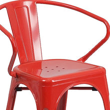 Flash Furniture Roy Commercial Grade 4 Pack Red Metal Indoor-Outdoor Chair with Arms