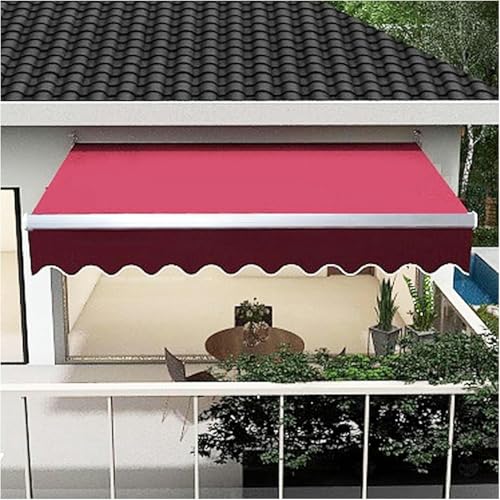 WZUOPG Manual Retractable Awning Door Window Awning Shelter Outdoor Canopy Home Deck Canopy with Manual Crank Handle（Frame Included ）